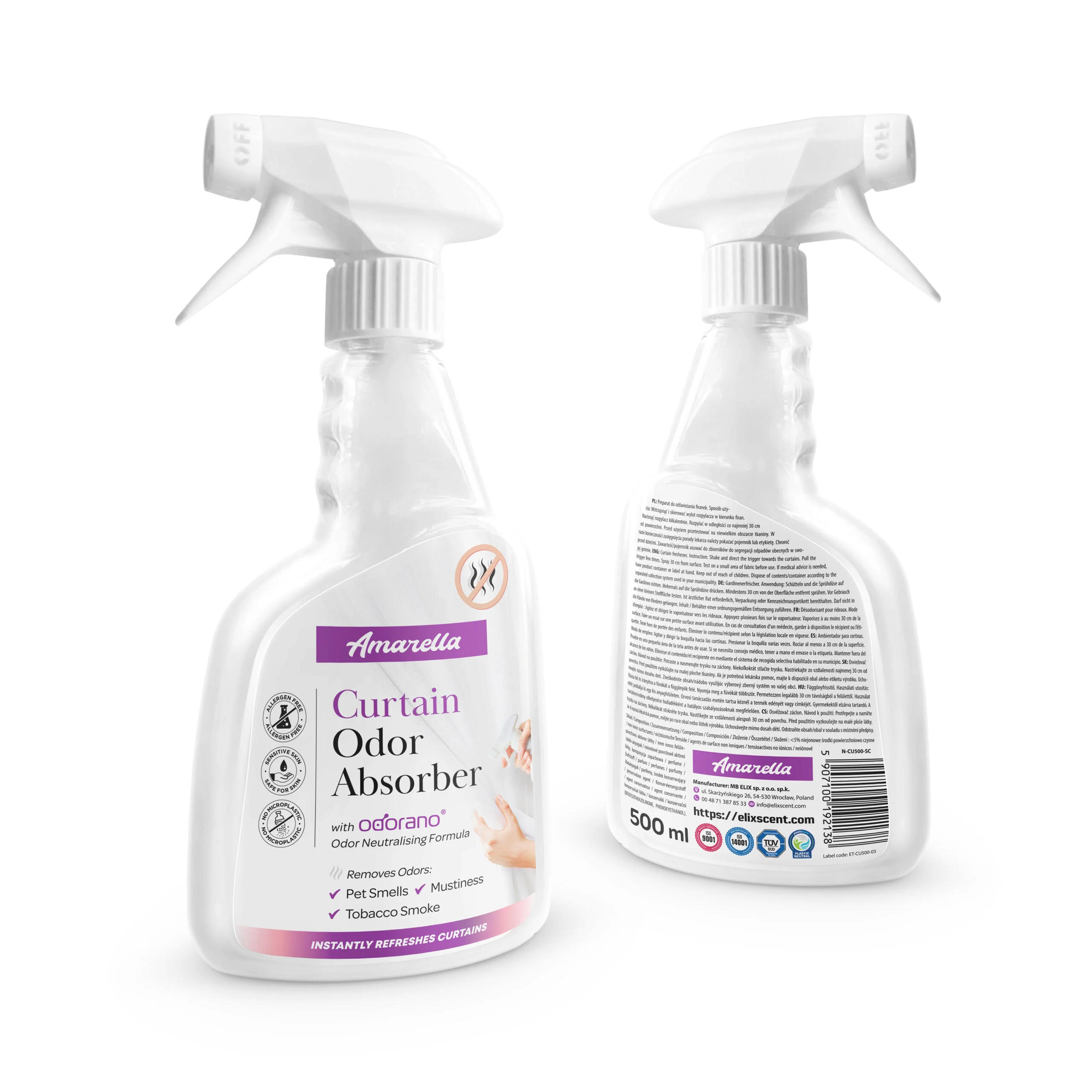 Curtain Drapery Odour Absorber Spray 500 ml