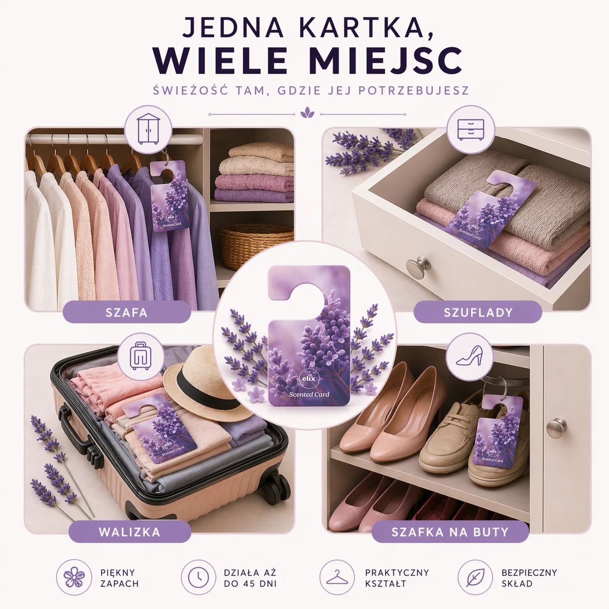 Wardrobe Scented Cards Set 12 Pack - 4 Fragrances