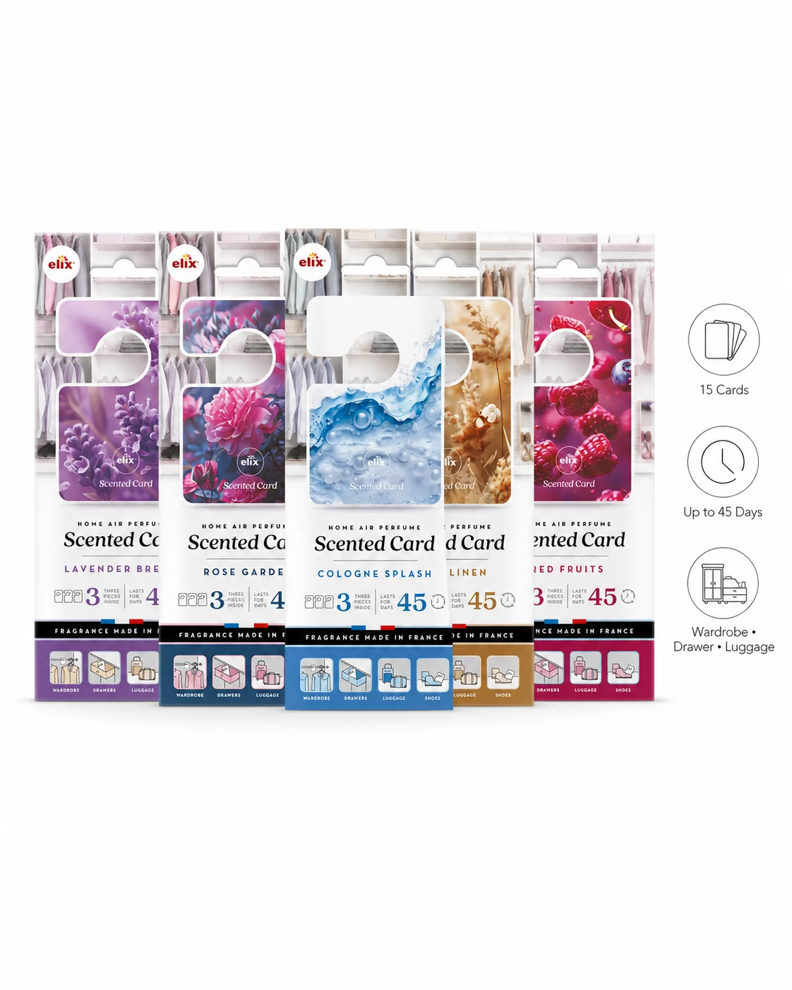 Wardrobe Scented Cards – 5 Fragrances, 15 Pack