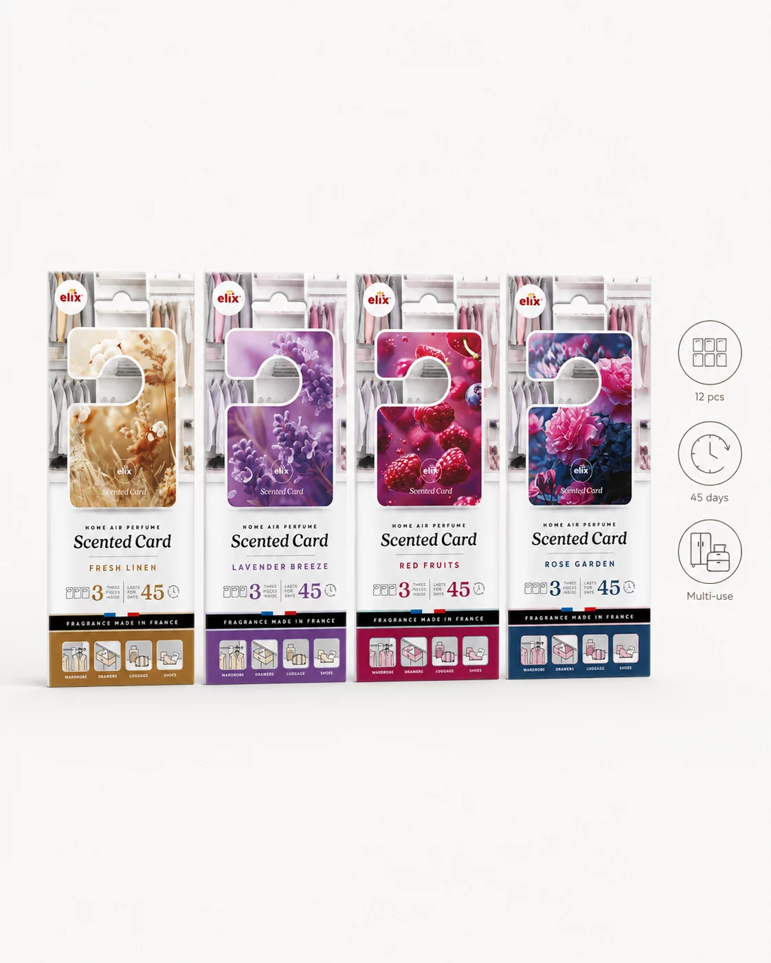 Wardrobe Scented Cards Set 12 Pack - 4 Fragrances
