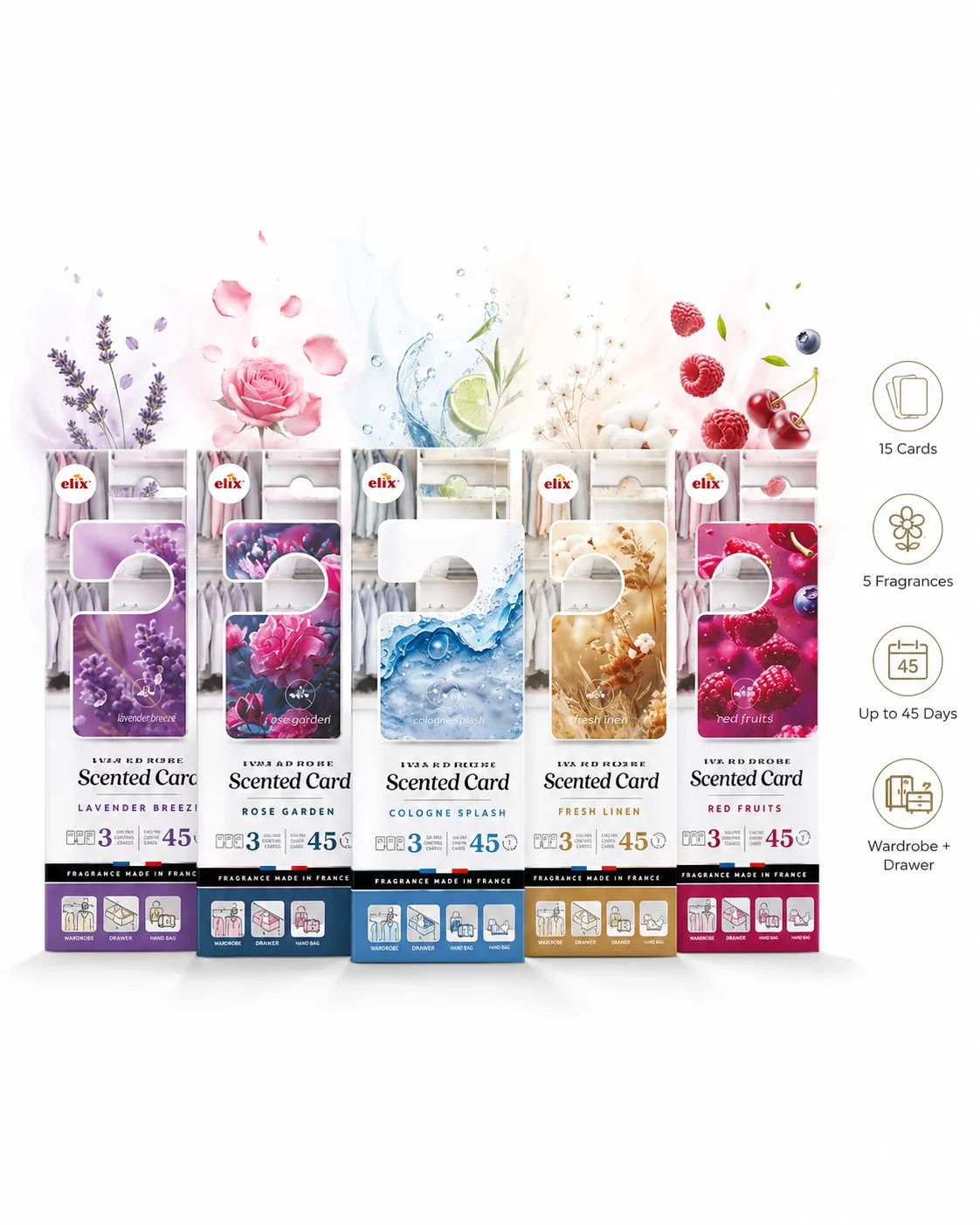 Wardrobe Scented Cards – 5 Fragrances, 15 Pack