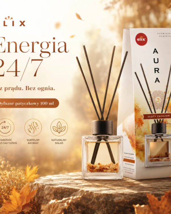 Patyczki Zapachowe Dyfuzor 100ml AURA Złoty Zagajnik Elix Odświeżacz Domu