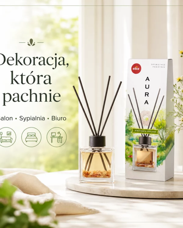 Patyczki Zapachowe Dyfuzor 100ml AURA Kwitnąca Polana Elix Odświeżacz Domu